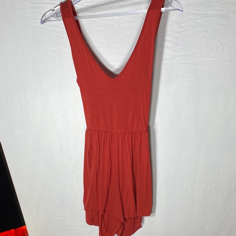 Rust Rolla Coster Romper Tie Back Cutout Short